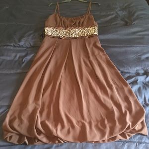 NWT Cheetah Belted Brown Dress by After Six Sz 12